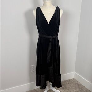 DKNY Elegant Black Velvet Wrap Dress